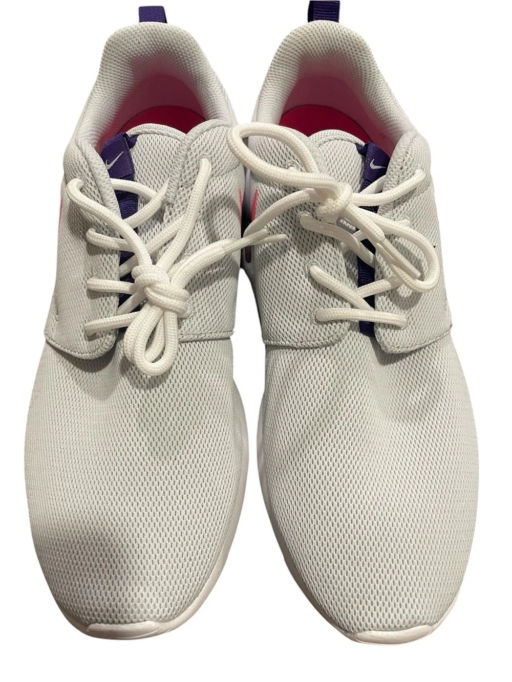 Nike Roshe One Flyknit Women's Pure Platinum Pink Razor Sneakers Size 9.5